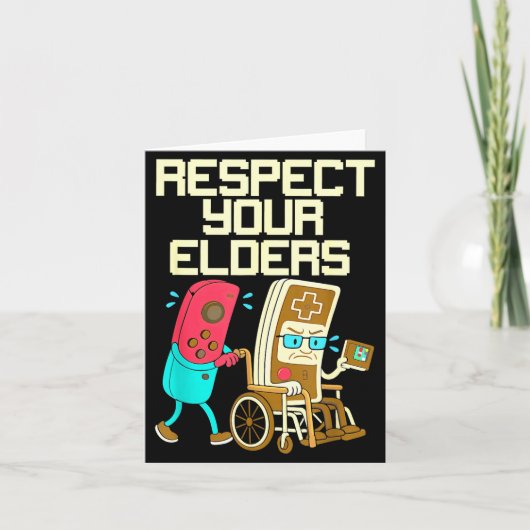 Respect Your Elders Retro Gaming Funny Gamer Contr Kaart (Voorkant)