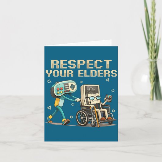 Respect Your Elders Retro Gaming Funny Gamer Contr Kaart (Voorkant)