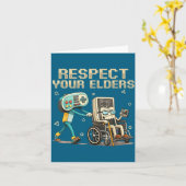 Respect Your Elders Retro Gaming Funny Gamer Contr Kaart (Gele Bloem)
