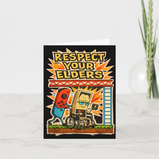 Respect Your Elders Retro Gaming Funny Gamer Contr Kaart (Voorkant)