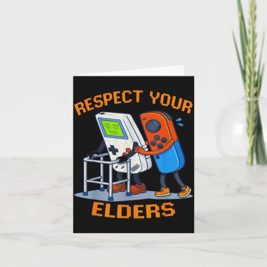 Respect Your Elders Retro Gaming Funny Gamer Contr Kaart (Voorkant)