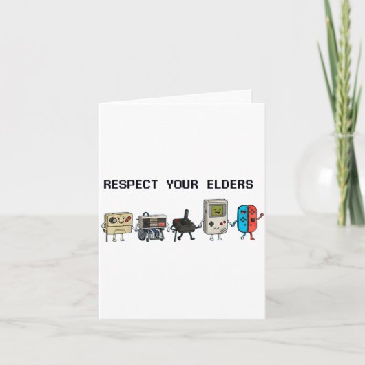 Respect Your Elders Retro Gaming Funny Gamer Contr Kaart (Voorkant)