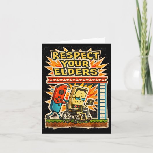 Respect Your Elders Retro Gaming Funny Gamer Contr Kaart (Voorkant)