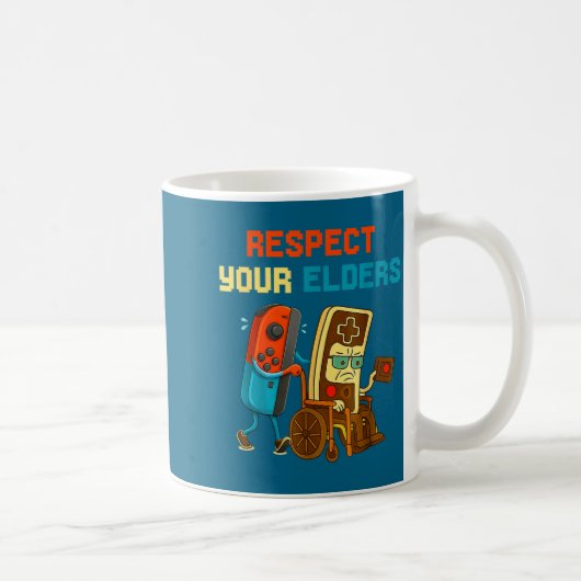 Respect Your Elders Retro Gaming Funny Gamer Contr Koffiemok (Rechts)