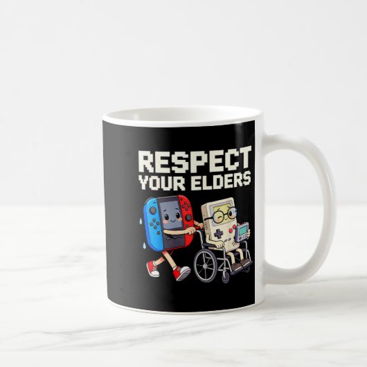 Respect Your Elders Retro Gaming Funny Gamer Contr Koffiemok (Rechts)