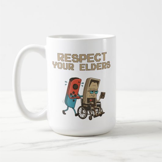 Respect Your Elders Retro Gaming Funny Gamer Contr Koffiemok (Links)