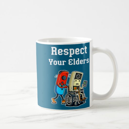 Respect Your Elders Retro Gaming Funny Gamer Contr Koffiemok (Rechts)