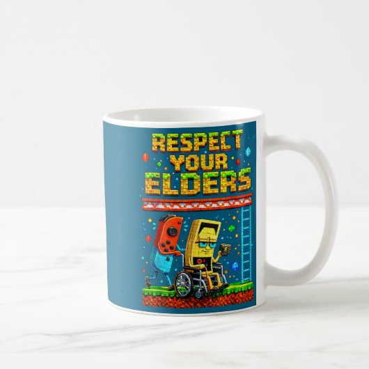 Respect Your Elders Retro Gaming Funny Gamer Contr Koffiemok (Rechts)