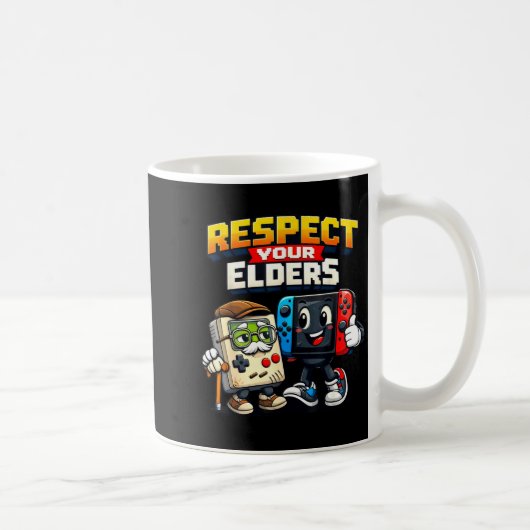 Respect Your Elders Retro Gaming Funny Gamer Contr Koffiemok (Rechts)