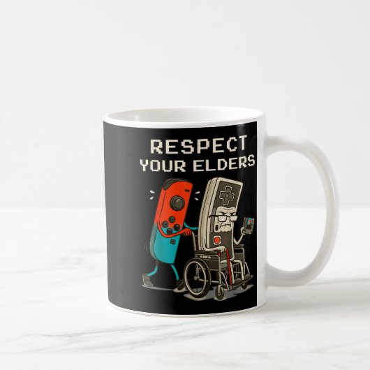Respect Your Elders Retro Gaming Funny Gamer Contr Koffiemok (Rechts)