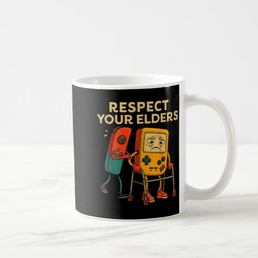 Respect Your Elders Retro Gaming Funny Gamer Contr Koffiemok (Rechts)