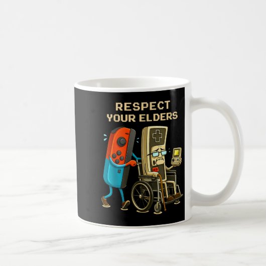 Respect Your Elders Retro Gaming Funny Gamer Contr Koffiemok (Rechts)