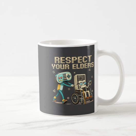 Respect Your Elders Retro Gaming Funny Gamer Contr Koffiemok (Rechts)