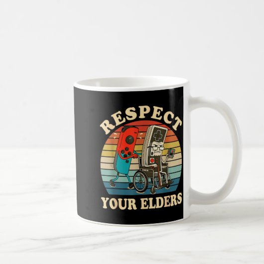 Respect Your Elders Retro Gaming Funny Gamer Contr Koffiemok (Rechts)