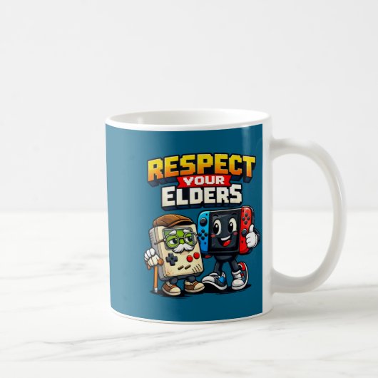 Respect Your Elders Retro Gaming Funny Gamer Contr Koffiemok (Rechts)
