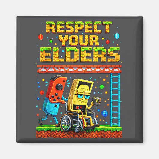Respect Your Elders Retro Gaming Funny Gamer Contr Magneet (Voorkant)