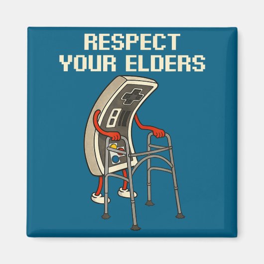 Respect Your Elders Retro Gaming Funny Gamer Contr Magneet (Voorkant)