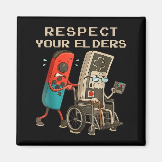 Respect Your Elders Retro Gaming Funny Gamer Contr Magneet (Voorkant)