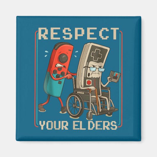 Respect Your Elders Retro Gaming Funny Gamer Contr Magneet (Voorkant)