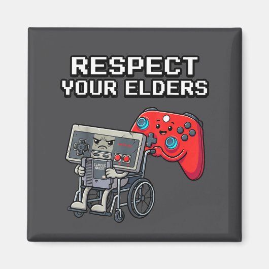 Respect Your Elders Retro Gaming Funny Gamer Contr Magneet (Voorkant)