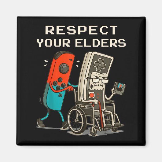 Respect Your Elders Retro Gaming Funny Gamer Contr Magneet (Voorkant)
