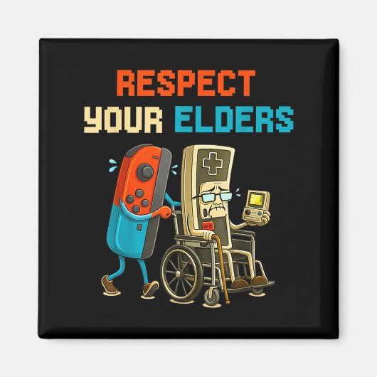Respect Your Elders Retro Gaming Funny Gamer Contr Magneet (Voorkant)