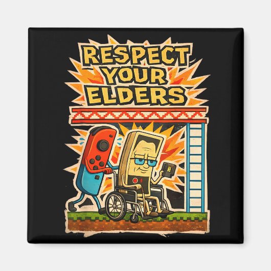 Respect Your Elders Retro Gaming Funny Gamer Contr Magneet (Voorkant)