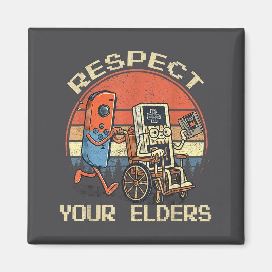 Respect Your Elders Retro Gaming Funny Gamer Contr Magneet (Voorkant)