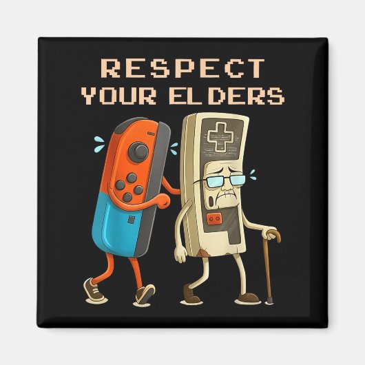 Respect Your Elders Retro Gaming Funny Gamer Contr Magneet (Voorkant)