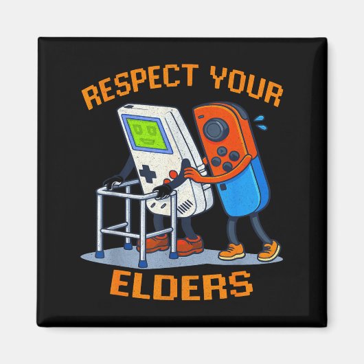 Respect Your Elders Retro Gaming Funny Gamer Contr Magneet (Voorkant)