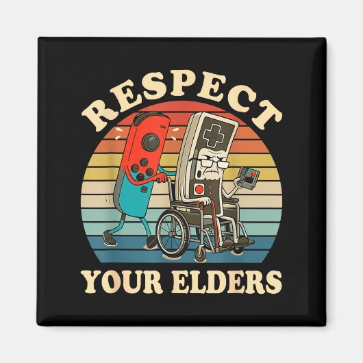 Respect Your Elders Retro Gaming Funny Gamer Contr Magneet (Voorkant)