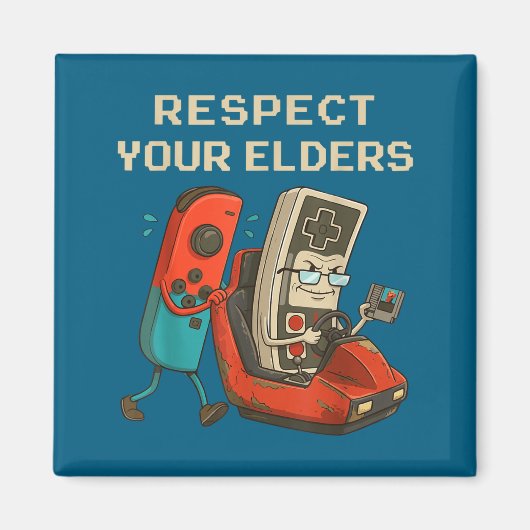 Respect Your Elders Retro Gaming Funny Gamer Contr Magneet (Voorkant)