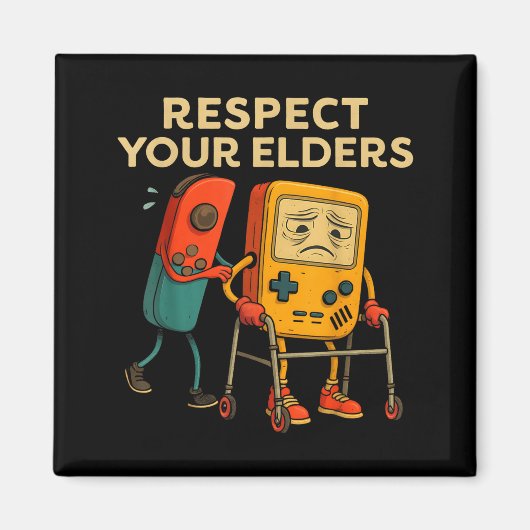 Respect Your Elders Retro Gaming Funny Gamer Contr Magneet (Voorkant)