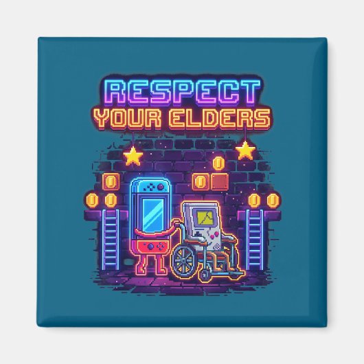Respect Your Elders Retro Gaming Funny Gamer Contr Magneet (Voorkant)