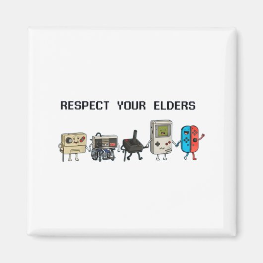 Respect Your Elders Retro Gaming Funny Gamer Contr Magneet (Voorkant)