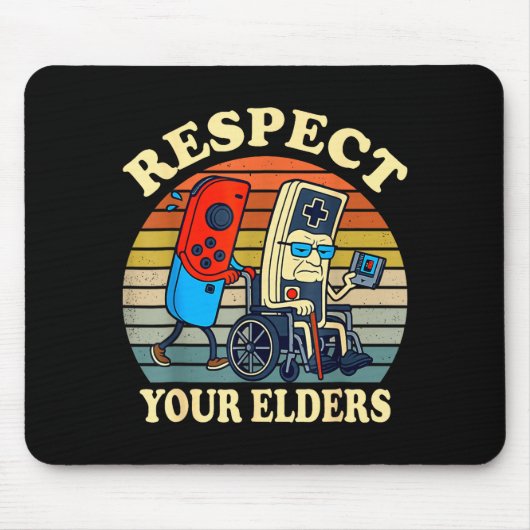 Respect Your Elders Retro Gaming Funny Gamer Contr Muismat (Voorkant)