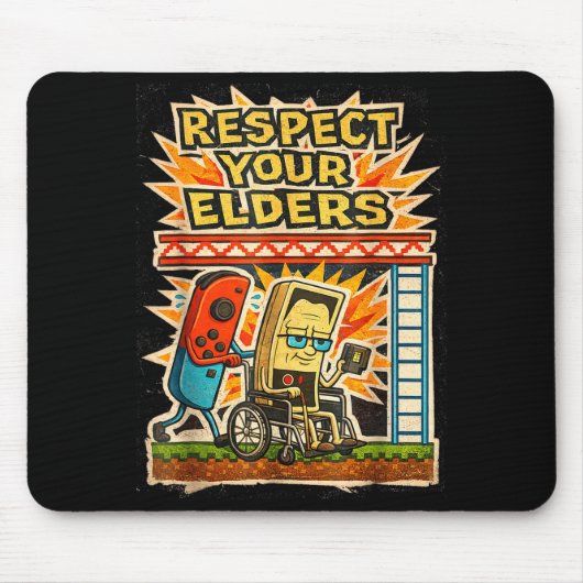 Respect Your Elders Retro Gaming Funny Gamer Contr Muismat (Voorkant)