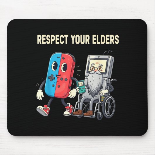 Respect Your Elders Retro Gaming Funny Gamer Contr Muismat (Voorkant)