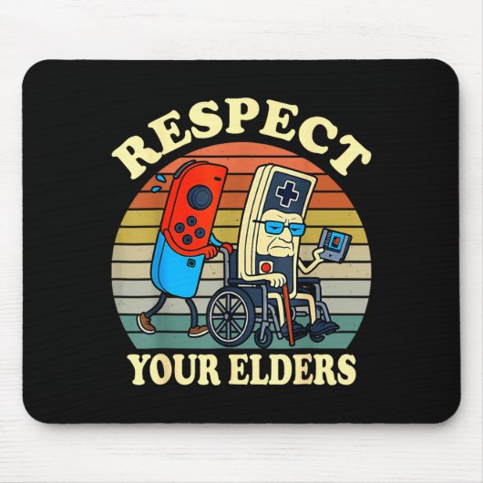 Respect Your Elders Retro Gaming Funny Gamer Contr Muismat (Voorkant)
