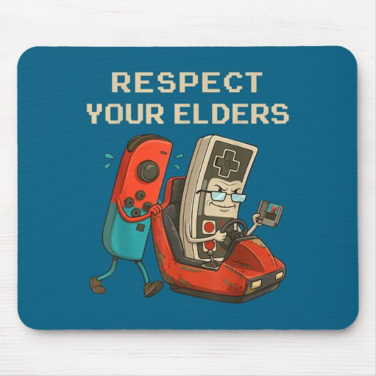 Respect Your Elders Retro Gaming Funny Gamer Contr Muismat (Voorkant)