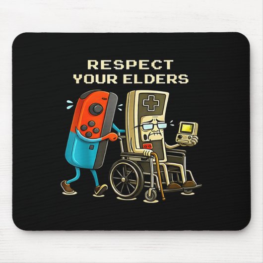 Respect Your Elders Retro Gaming Funny Gamer Contr Muismat (Voorkant)