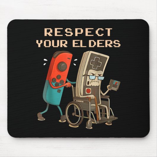 Respect Your Elders Retro Gaming Funny Gamer Contr Muismat (Voorkant)