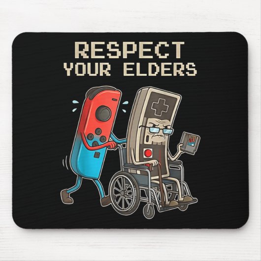 Respect Your Elders Retro Gaming Funny Gamer Contr Muismat (Voorkant)