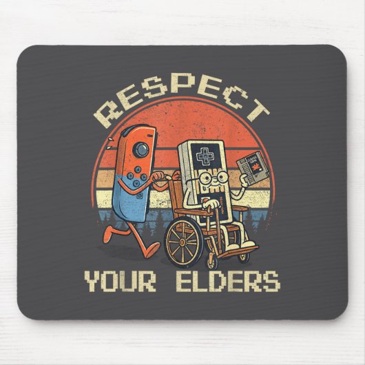 Respect Your Elders Retro Gaming Funny Gamer Contr Muismat (Voorkant)