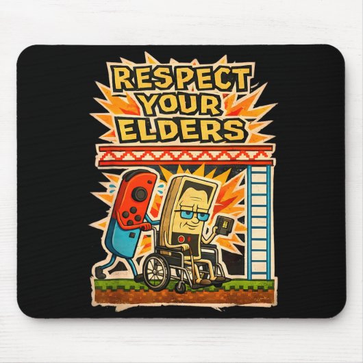 Respect Your Elders Retro Gaming Funny Gamer Contr Muismat (Voorkant)