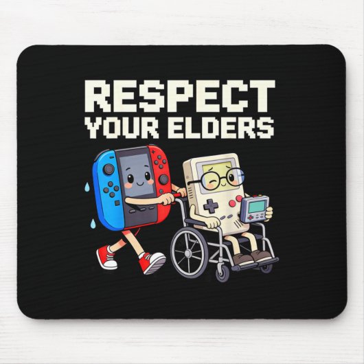 Respect Your Elders Retro Gaming Funny Gamer Contr Muismat (Voorkant)