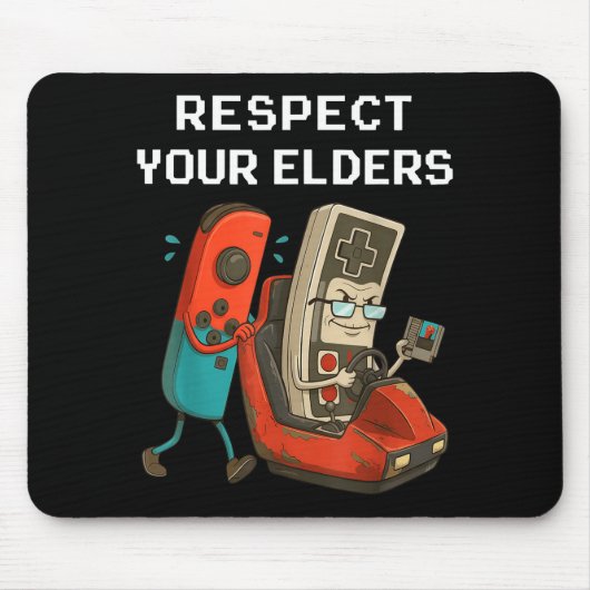 Respect Your Elders Retro Gaming Funny Gamer Contr Muismat (Voorkant)
