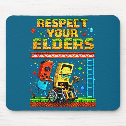 Respect Your Elders Retro Gaming Funny Gamer Contr Muismat (Voorkant)