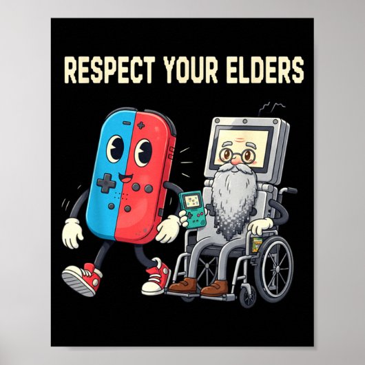 Respect Your Elders Retro Gaming Funny Gamer Contr Poster (Voorkant)