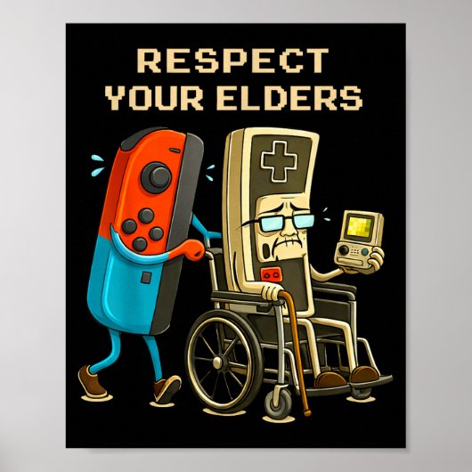 Respect Your Elders Retro Gaming Funny Gamer Contr Poster (Voorkant)